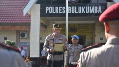 Kapolres Bulukumba Pimpin Upacara Sertijab Kabag, Kasat, dan Kapolsek